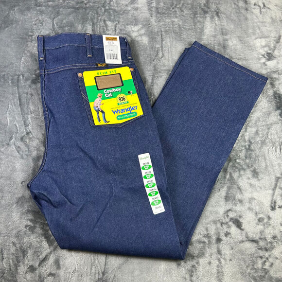 VTG 2000s Wranlger Jeans Cowboy Cut 936 Slim Fit New with Tags Startched 38x32 - Picture 1 of 15